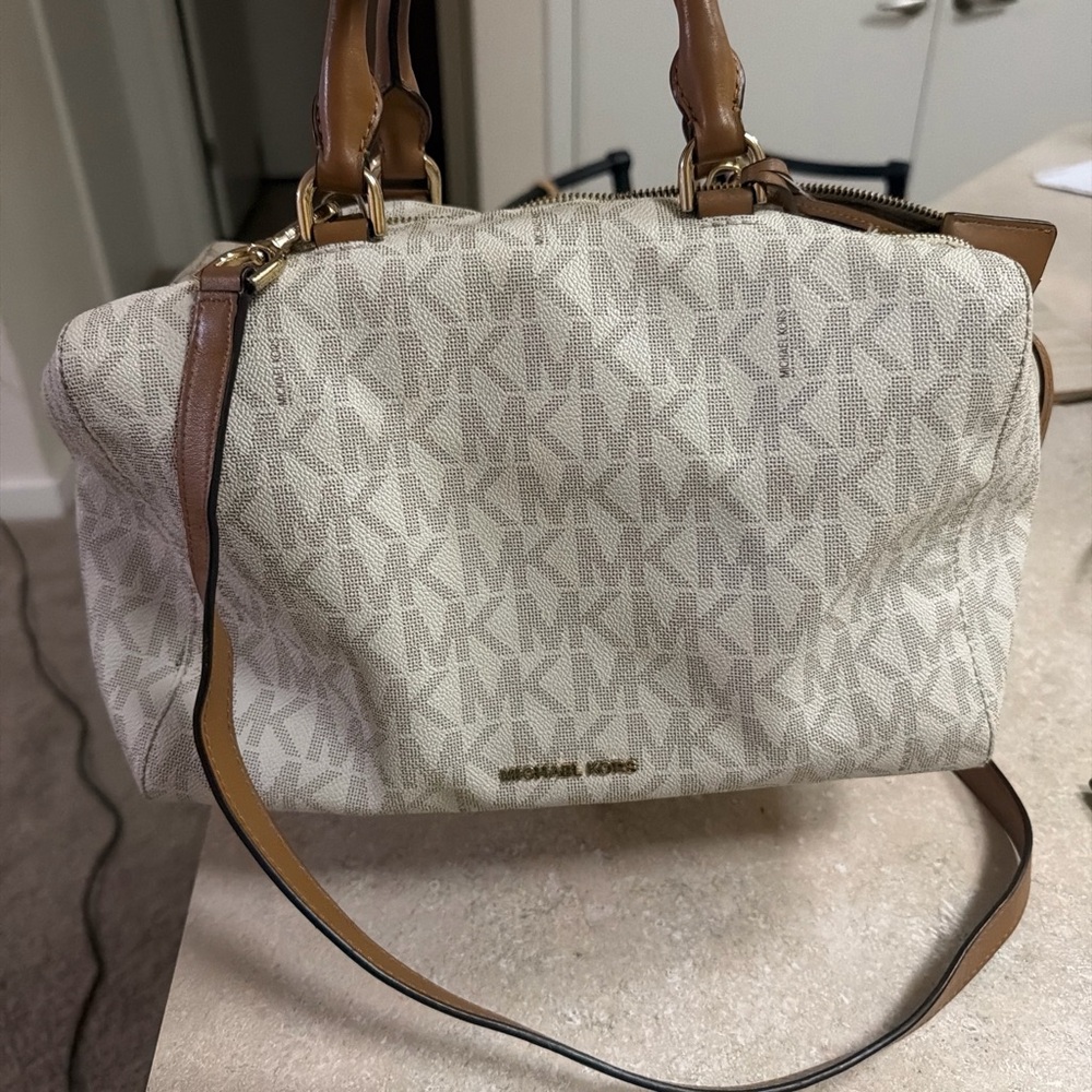 Michael Kors Cream and Tan Satchel